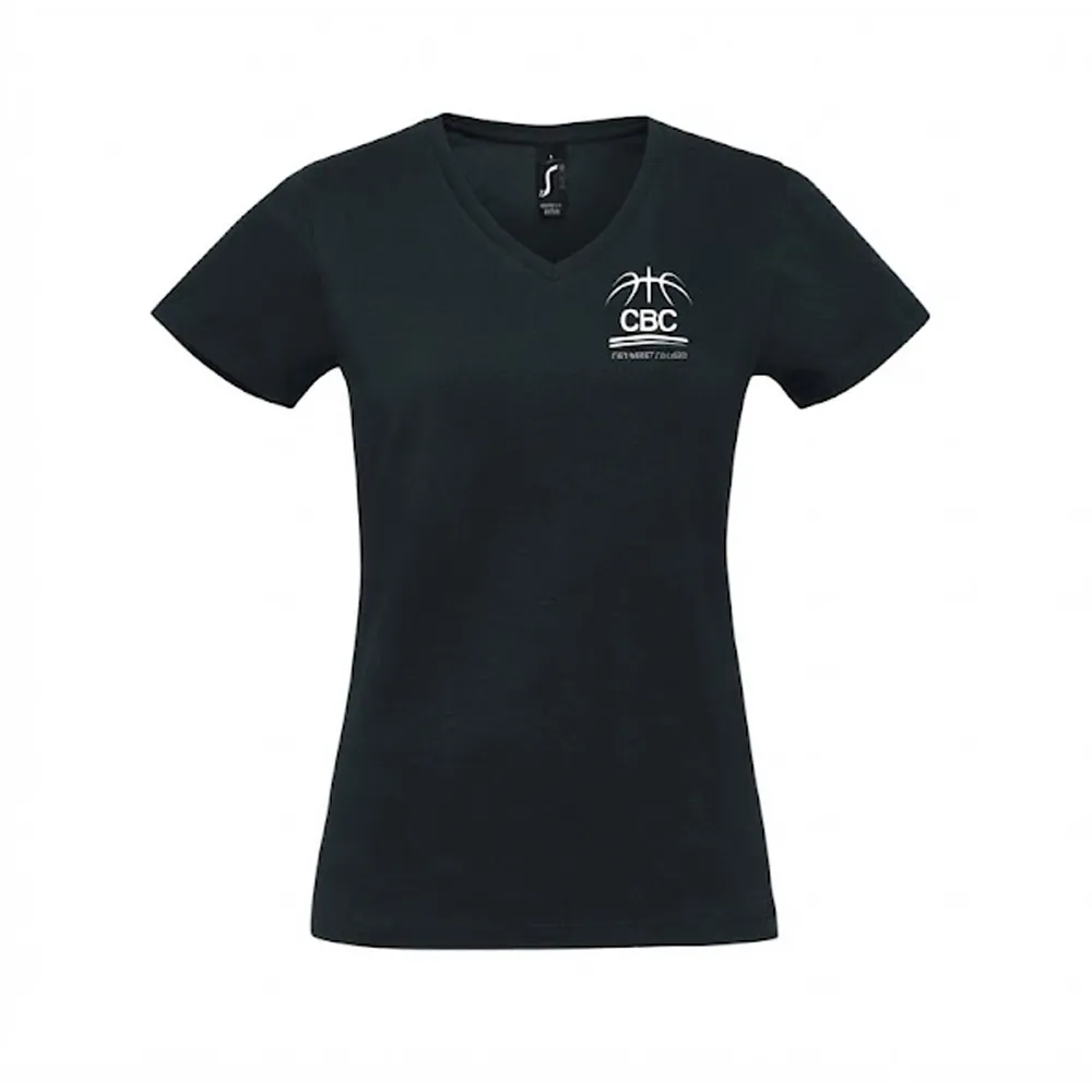 T-shirt col V pour Femme noir ou blanc en jersey - CBC