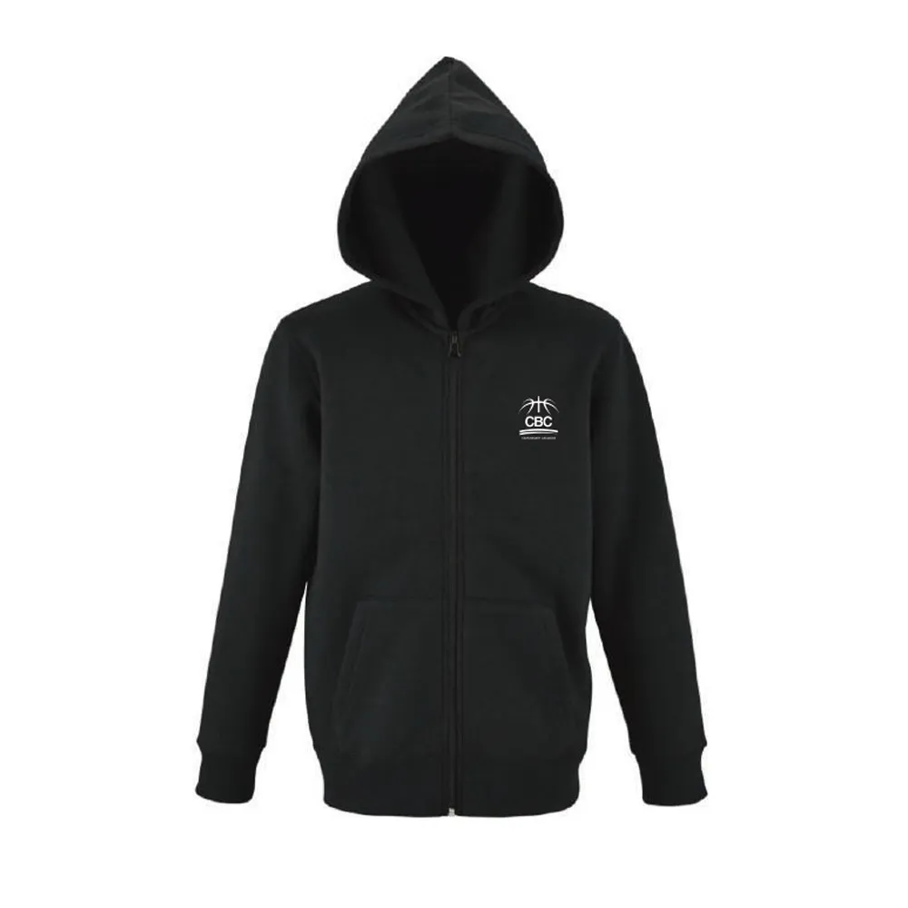 Sweat zippé à capuche noir en molleton pour enfant - CBC